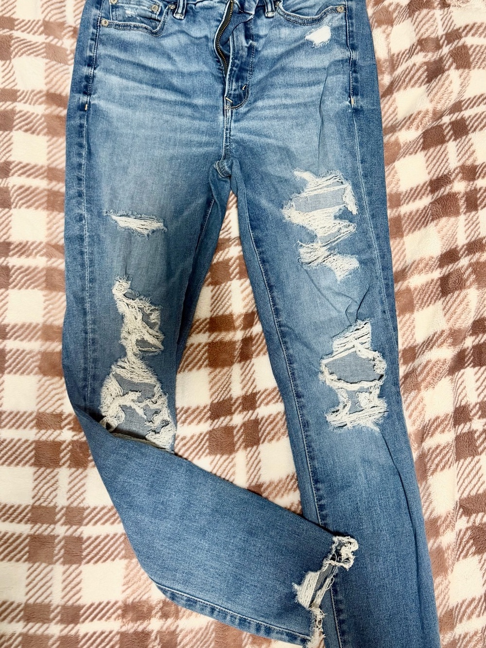 American Eagle Outfitters Light Blue Distressed Skinny Jeans
